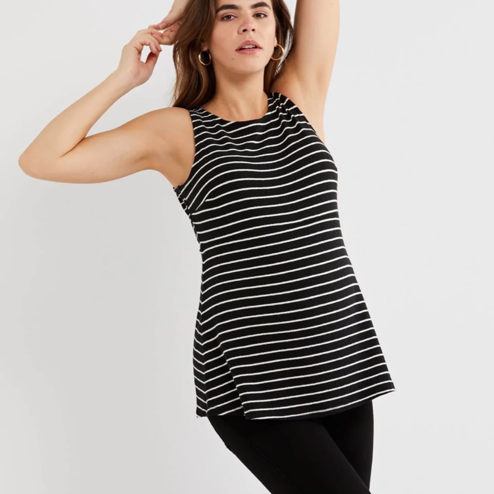 A Pea in The Pod Peplum Button-Back Maternity Top - Medium/Black NWT